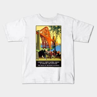 Forth Bridge Scotland Vintage Railway Poster 1928 Kids T-Shirt